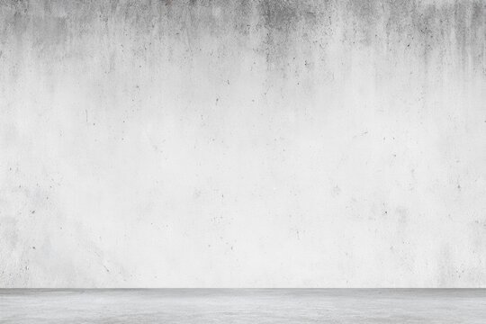 A plain, textured white concrete wall and floor with visible cracks and imperfections, creating a minimalist and industrial aesthetic.