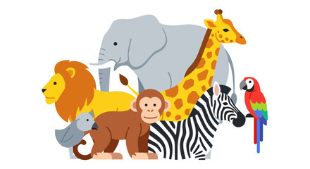 Naklejka premium Group of Various Wild Animals Together.
