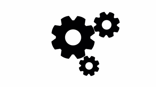  Animated setting line icon. spinning gears animation. setting cogwheel. configuration tool. operating system. loop video with alpha channel.
