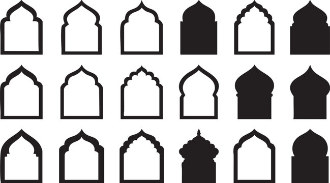 Islamic Arch Silhouette Set for Ramadan and Mosque Design