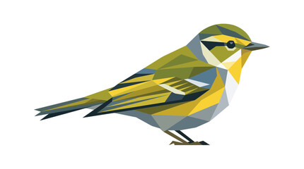 Geometric songbird in low poly style with olive and yellow plumage © doung