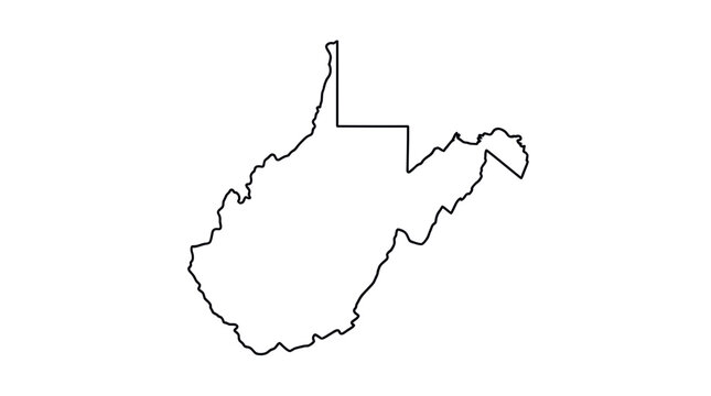 West virginia state map outline minimalist continuous line drawing