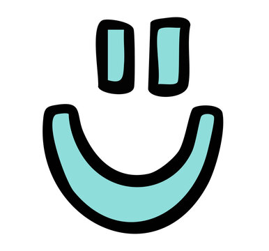Hand drawn happy face for good mood mood, emotion, happy emoji, emotion, feelings, fun expression, stickers, icon, clip arts, tattoo, decorations, shirt print, brooch, pin, patch, happiness