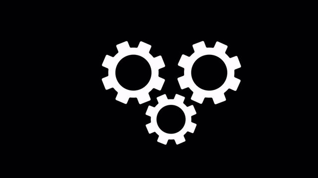  Animated setting line icon. spinning gears animation. setting cogwheel. configuration tool. operating system. loop video with alpha channel.
