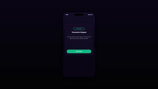 Cybersecurity Mobile Application Screen Animation Preventing Unauthorized Financial Wire Transfer