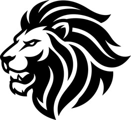 Fototapeta premium Black and white lion head profile.