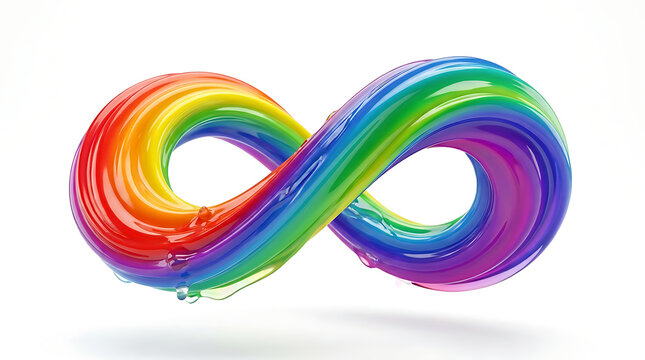 Rainbow infinity symbol made of liquid paint