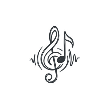 Black and white musical treble clef.