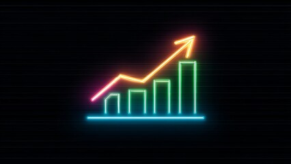 Naklejka premium Financial Growth Bar Chart Neon Business Success Concept