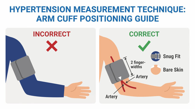 Hypertension Measurement Technique Arm Cuff Positioning Guide