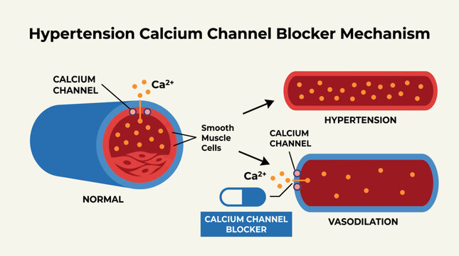 Hypertension Calcium Channel Blocker Mechanism Illustration