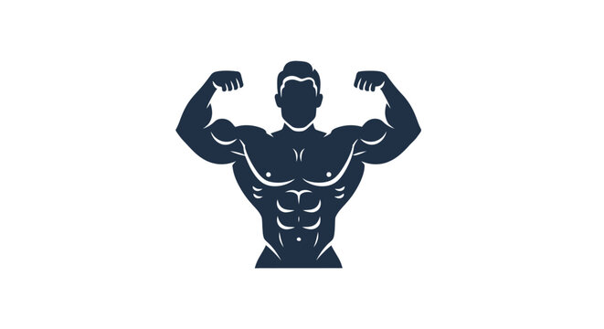 Muscular man flexing his muscles strong.