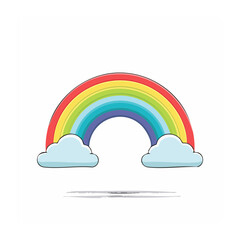Fototapeta premium Colorful rainbow with clouds illustration