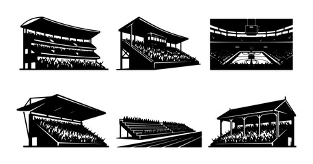 Sports Stadium Seating Collection, Grandstand Views, Arena Bleachers, Spectator Stands, Vector Graphics Set © AllDesign