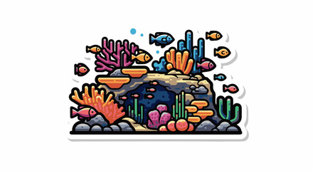 Obraz premium Colorful coral reef with fish.