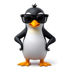 Obraz premium Cool Penguin Cartoon Character Wearing Sunglasses
