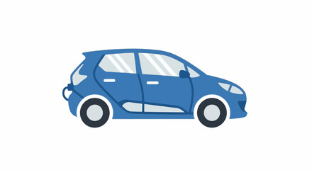 Fototapeta premium A simple blue hatchback car with a sloping roofline and silver accents