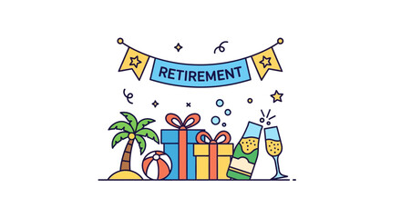 Fototapeta premium Retirement Celebration Party Gift Box.