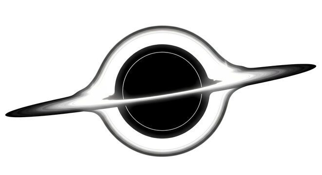 A black hole with a glowing accretion disk, representing cosmic phenomena and gravitational forces