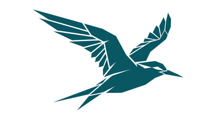 Fototapeta premium Geometric kingfisher bird in flight with sharp wings