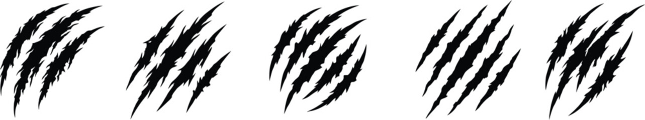 Monster Claw Scratch Marks and Predator Rip Vector Set  © Shipu