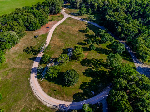 Aerial View Over Goddard Park In Rhode Island