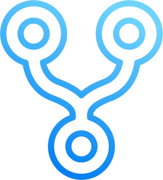Git repo forked icon with blue gradient stroke outline for git fork repo copy branch open source code clone version split diverge upstream on transparent background