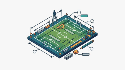 3D Concept of Soccer Field Setup. © Pangun