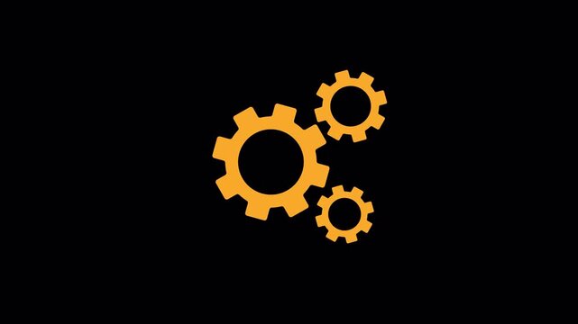  Animated setting line icon. spinning gears animation. setting cogwheel. configuration tool. operating system. loop video with alpha channel.
