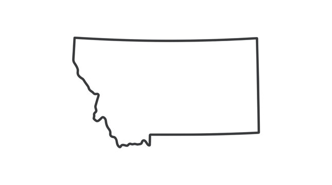 Montana state geographical border outline map