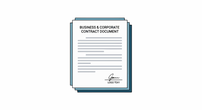 A stack of business contract documents with a signature