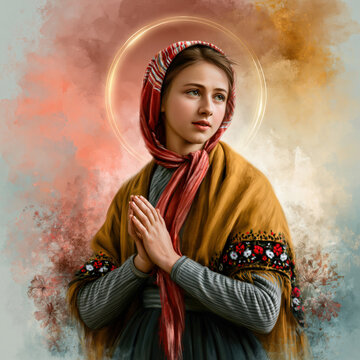 Praying Young Saint Portrait AI Generative