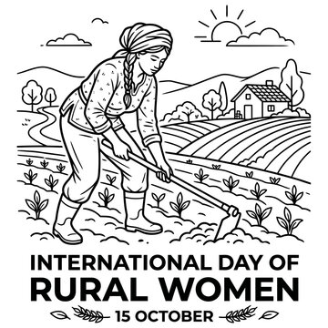 Woman farmer working in field, hoeing crops