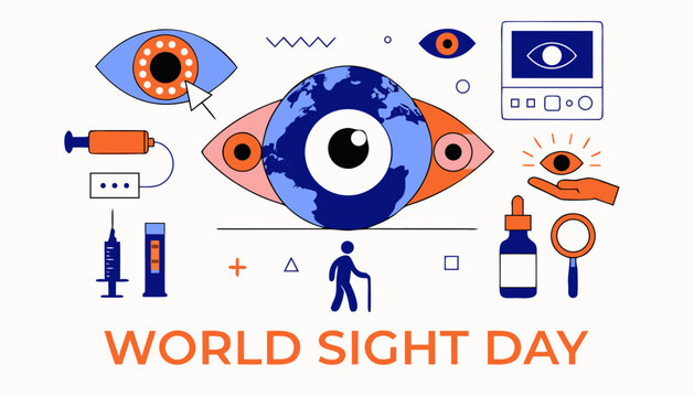 World Sight Day, eye care, vision awareness, health icons, medical vector graphics