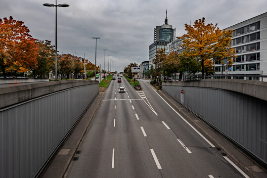 Munich Streets Framed By Colorful Autumn Trees