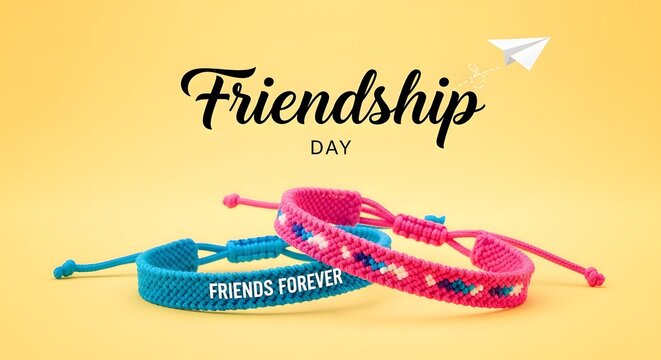 Happy friendship day wishes with colorful friendship bracelets