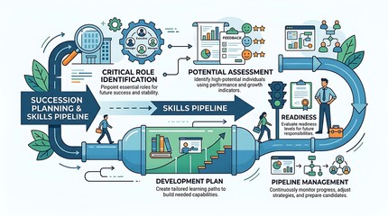 Obraz premium Succession planning and skills pipeline business infographic