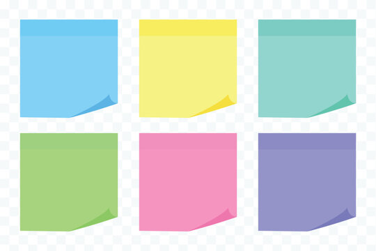 Sticky note with duct tape and a bent corner, post it note paper, memo reminder, sticky paper note. Isolated Sticky Note Illustration Set Yellow Memo Paper Collection with Tape Clip and Fold Effects