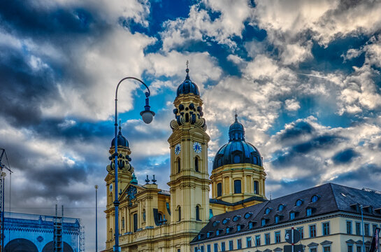 Theatine Church Towers Under Dramatic Munich Sky