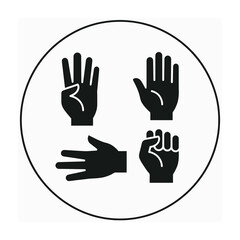 Fototapeta premium Four black hands in a circle sign language gestures