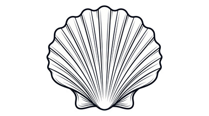 Scallop seashell line art with symmetrical ridges © Emilo
