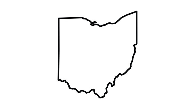 Minimalist black outline map of the state of ohio