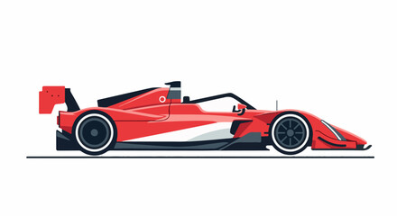 Obraz premium A red race car with a sleek design and black wheels on a white background