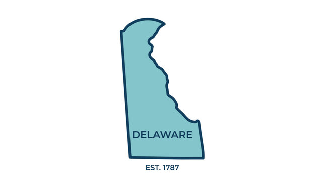 Delaware state map with outline and establishment year