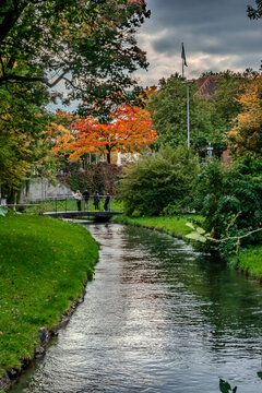 Autumn Streams Through Munich English Garden Park