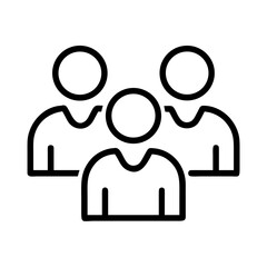 Fototapeta premium Three people silhouette icon group - Simple black and white vector icon showing three stylized people grouped together.