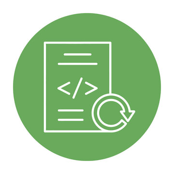 Coding webpage refresh symbol on green circle background