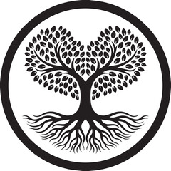 Fototapeta premium Tree of life symbol with roots and leaves