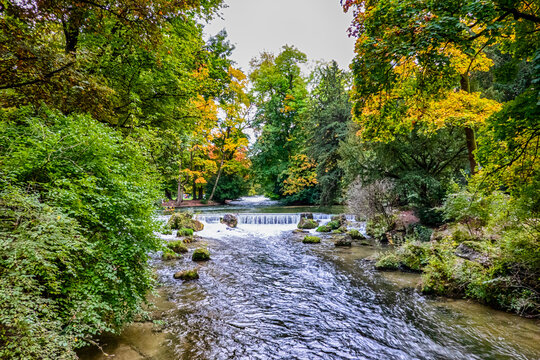 Autumn Streams Through Munich English Garden Park