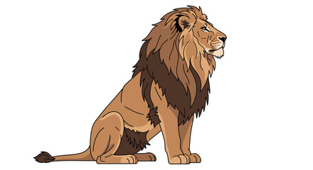 A stylized digital illustration of a majestic male lion sitting in profile, featuring a full mane and clean lines, isolated on a white background. © Hafiz